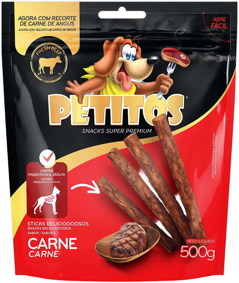 Palito Petitos para Cães Adultos Sabor Carne - 500g