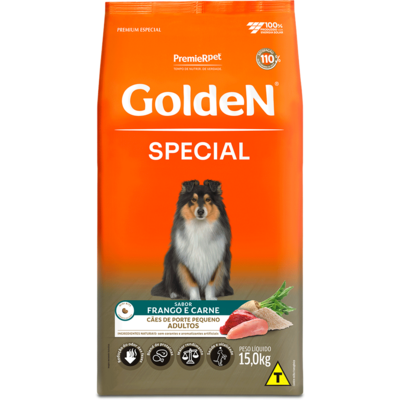 Ração Seca Premier Pet Golden Especial para Cães Adultos porte Pequeno sabor Frango e Carne