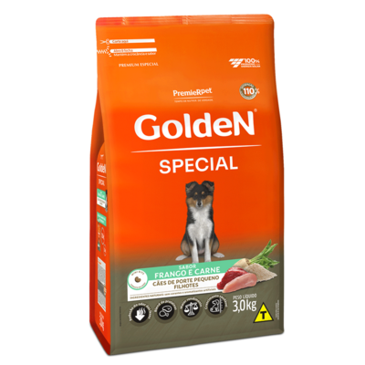 Ração Seca Premier Pet Golden Especial para Cães Filhotes porte Pequeno sabor Frango e Carne