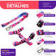Kit Guia + Peitoral H Basic Pet Rosa Lawn para Cães_