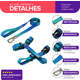 Kit Guia + Peitoral H Basic Pet Verde e Azul Lake para Cães_