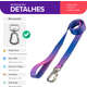 Kit Guia + Peitoral H Basic Pet Roxo e Azul Lily para Cães_