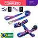 Kit Guia + Peitoral H Basic Pet Roxo e Azul Lily para Cães_