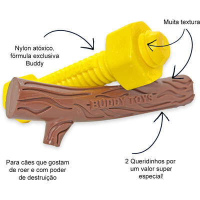 Brinquedo Queridinho Graveto e Parafuso Nylon Buddy Toys para Cães