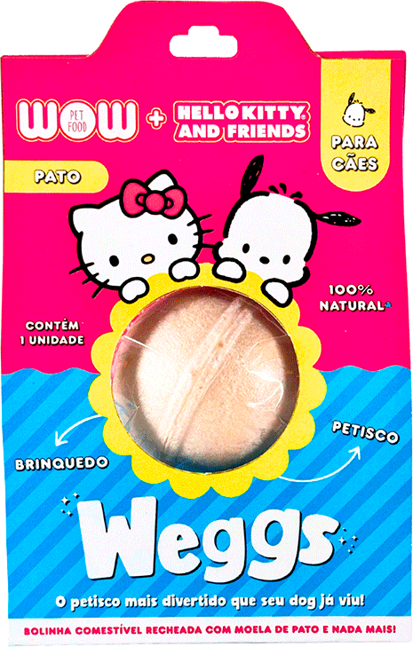 Petisco Wow Weggs Hello Kity para Cães porte Médio sabor Pato - 1 Unidade