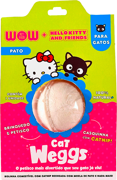 Petisco Wow Weggs Hello Kity para Gatos porte Médio sabor Pato - 1 Unidade