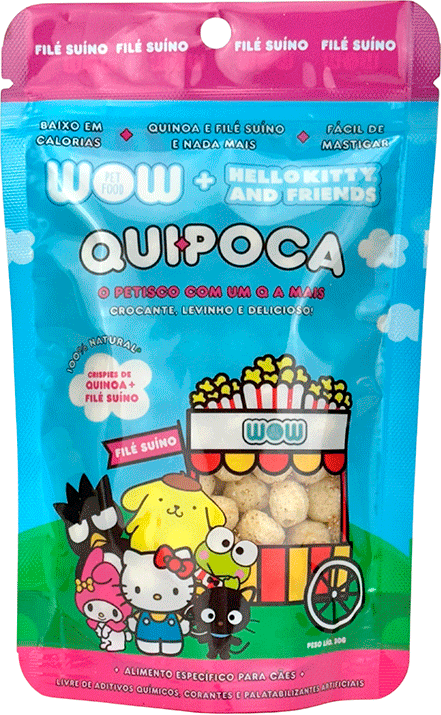 Petisco Wow Quipoca Hello Kity para Cães sabor Filé Suíno - 30 g