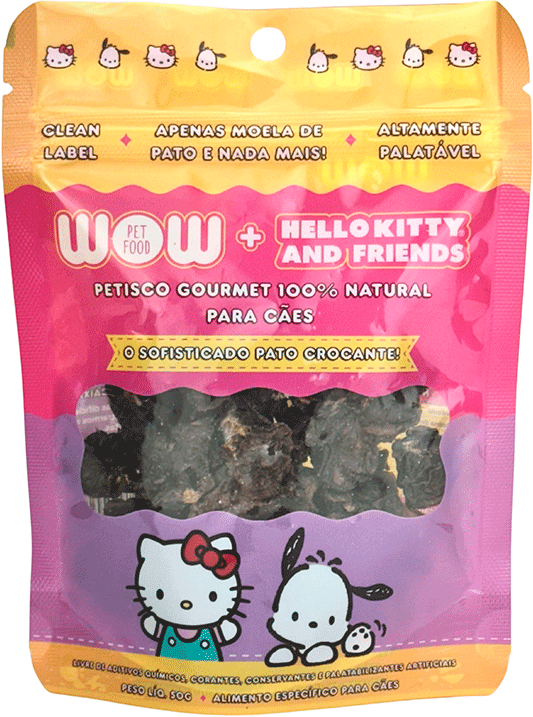 Petisco Wow Hello Kity para Cães sabor Moela de Pato Desidratada - 50 g