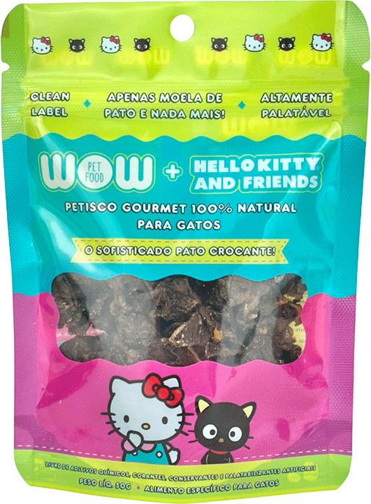 Petisco Wow Hello Kity para Gatos sabor Moela de Pato Desidratada - 50 g