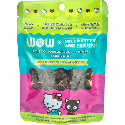 Petisco Wow Hello Kity para Gatos sabor Moela de Pato Desidratada
