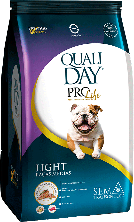 Ração Seca Qualiday Pro Life Light para Cães Raças Médias - 13Kg