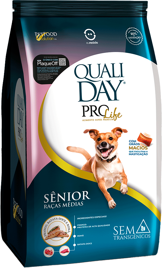 Ração Seca Qualiday Pro Life para Cães Sênior Raças Médias - 13Kg