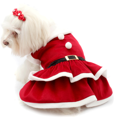 Vestido de Natal Bichinho Chic para Cães e Gatos Vermelho
