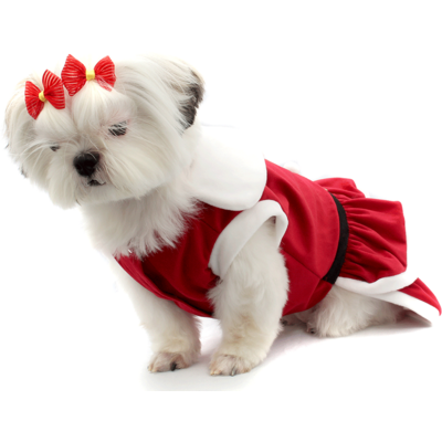 Vestido de Natal Bichinho Chic para Cães e Gatos Vermelho