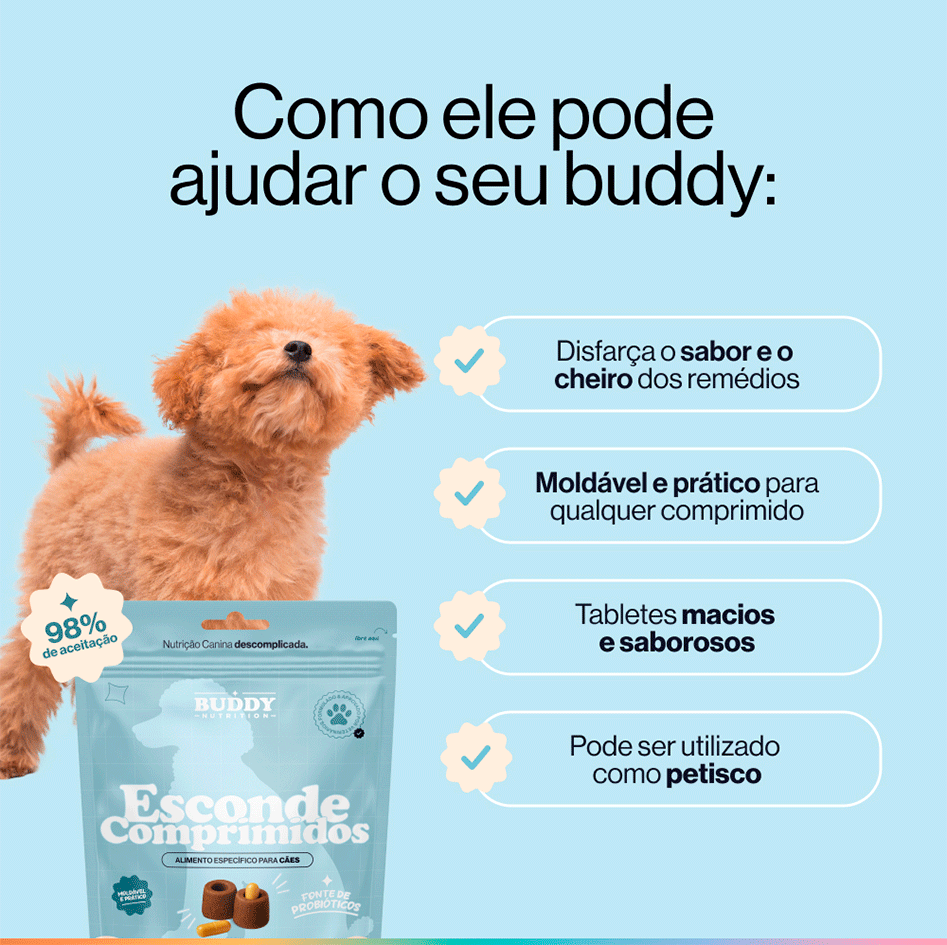 Petisco Buddy Nutrition Esconde Comprimidos para Cães - 90 g