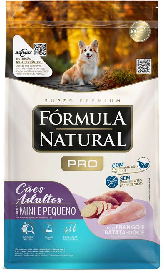 Ração Seca Fórmula Natural Pró para Cães Adultos Raças Minis e Pequenas Sabor Frango e Batata Doce - 2,5Kg