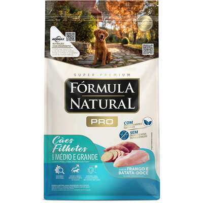 Ração Fórmula Natural Pró Super Premium Sabor Frango e Arroz Integral para Cães Filhotes Raças Médias e Grandes