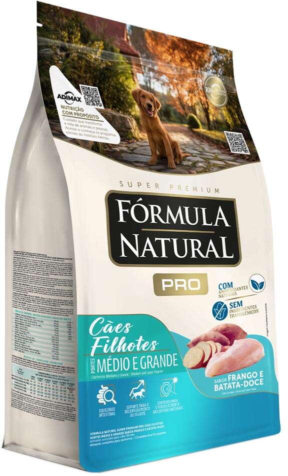 Ração Fórmula Natural Pró Super Premium Sabor Frango e Batata Doce para Cães Filhotes Raças Médias e Grandes - 2,5Kg