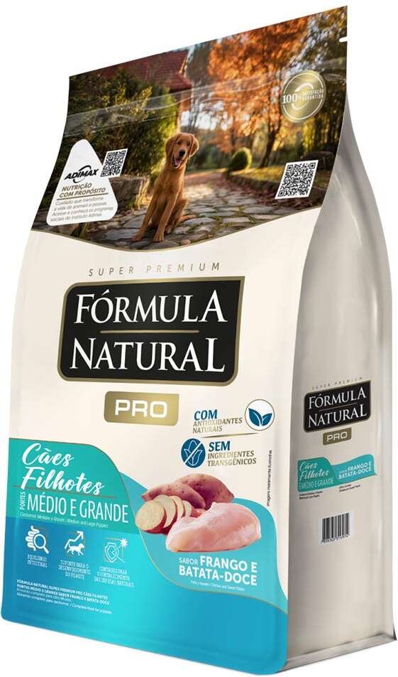Ração Fórmula Natural Pró Super Premium Sabor Frango e Batata Doce para Cães Filhotes Raças Médias e Grandes - 2,5Kg