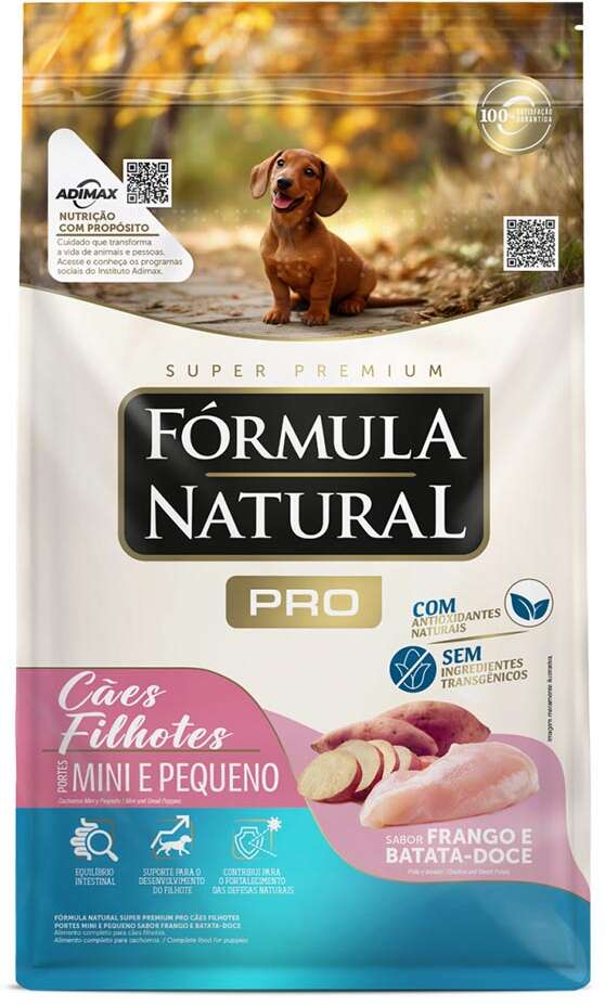 Ração Fórmula Natural Pró Super Premium Sabor Frango e Batata Doce para Cães Filhotes Raças Minis e Pequenas - 2,5Kg