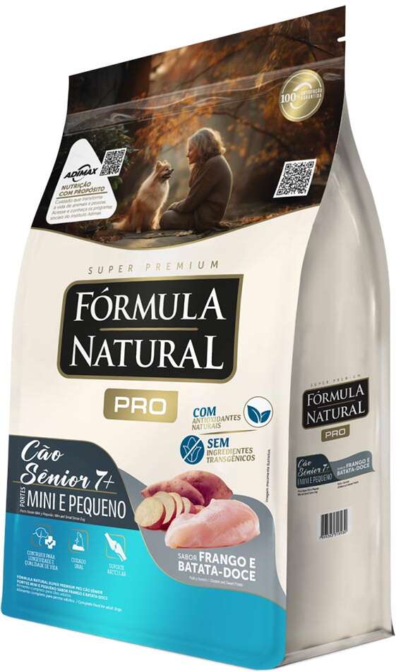 Ração Seca Fórmula Natural Pró Sênior Frango e Batata Doce para Cães Idosos de Porte Mini e Pequeno - 10,1Kg
