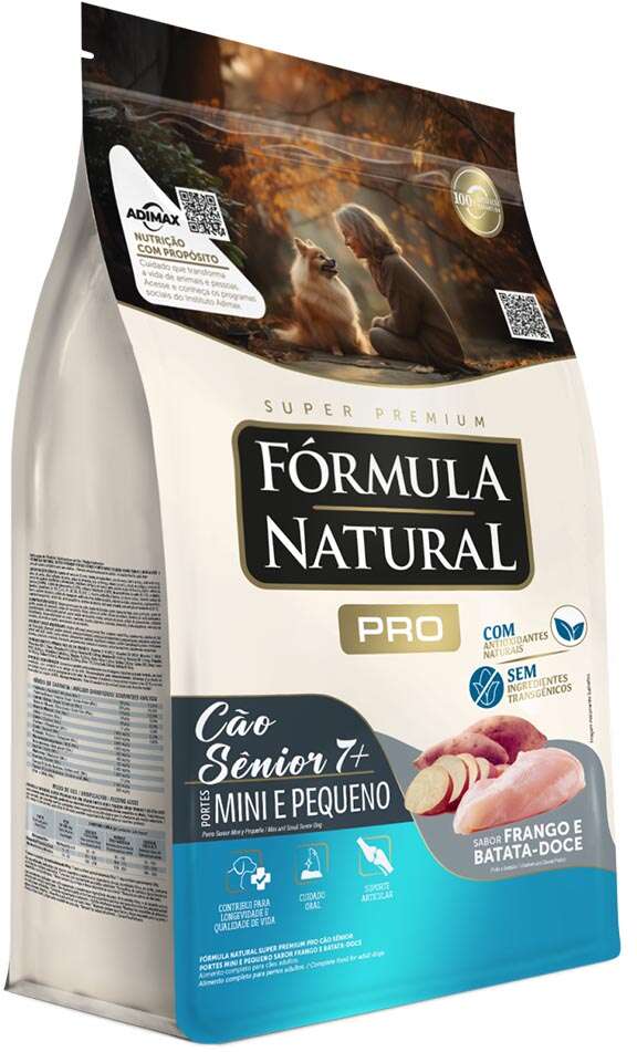 Ração Seca Fórmula Natural Pró Sênior Frango e Batata Doce para Cães Idosos de Porte Mini e Pequeno - 10,1Kg