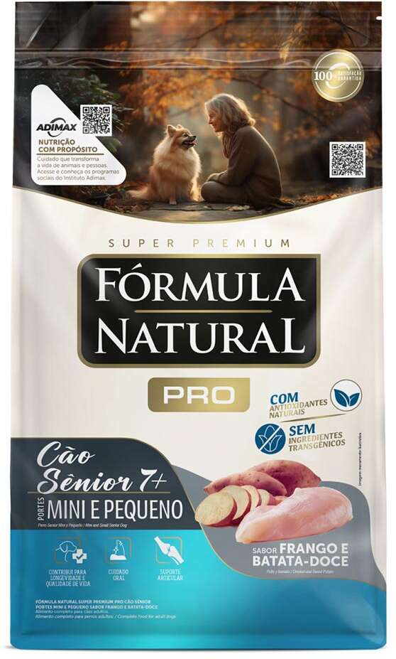 Ração Seca Fórmula Natural Pró Sênior Frango e Batata Doce para Cães Idosos de Porte Mini e Pequeno - 10,1Kg
