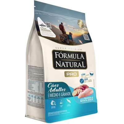 Ração Seca Fórmula Natural Pró Frango e Arroz Integral para Cães Adultos de porte Médio e Grande