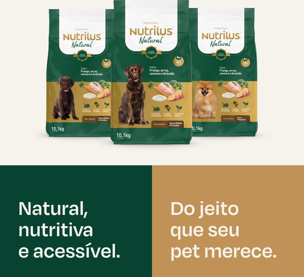 Ração Seca Nutrilus Natural Frango e Arroz para Cães Adultos Raças Pequenas - 10,1Kg