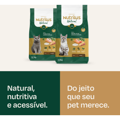 Ração Seca Nutrilus Natural Sabor Salmão e Arroz para Gatos Adultos