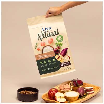 Ração Liva Natural Frango e Batata Doce Cães Adultos Raças Médias e Grandes