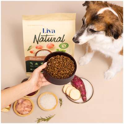 Ração Liva Natural Frango e Batata Doce Cães Adultos Raças Médias e Grandes