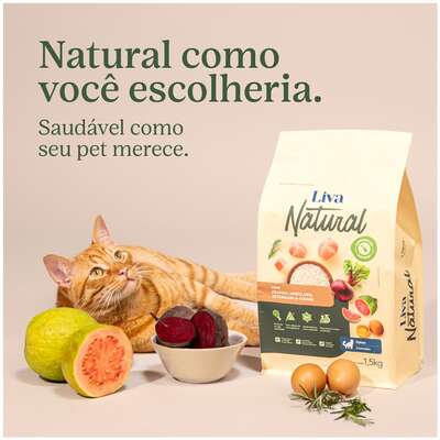 Ração Liva Natural Frango e Goiaba para Gatos Castrados