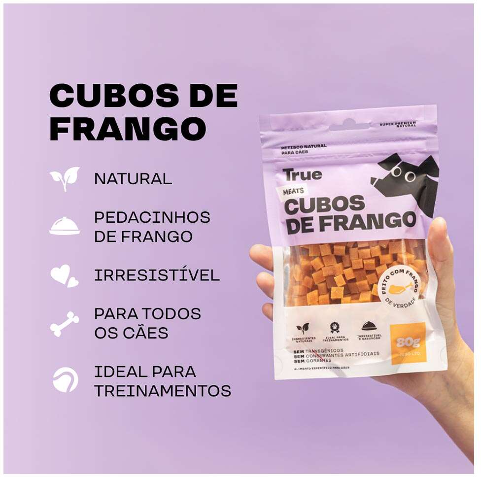 Petisco Natural True Meats Cubos de Frango para Cães - 80 g