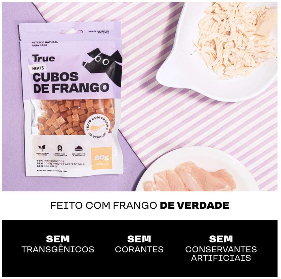 Petisco Natural True Meats Cubos de Frango para Cães - 80 g
