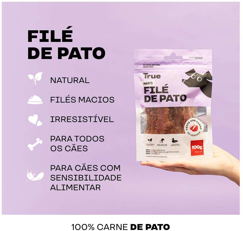 Petisco Natural True Meats Filé de Pato para Cães - 100 g