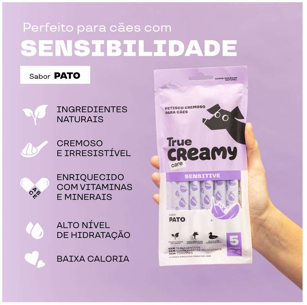 Petisco Cremoso True Creamy Care Sensitive Sabor Pato para Cães - 1 Pacote (5 Unidades)