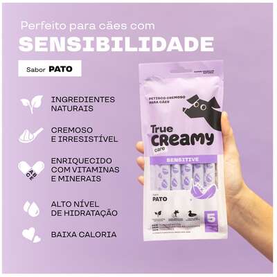Petisco Cremoso True Creamy Care Sensitive Sabor Pato para Cães