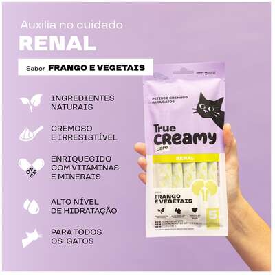 Petisco Cremoso True Creamy Care Renal Sabor Frango e Vegetais para Gatos
