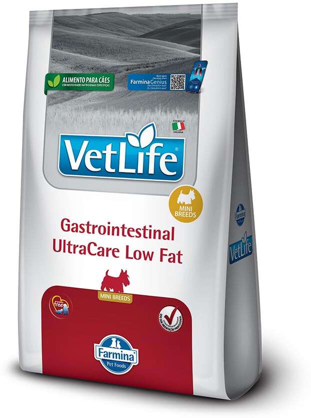 Ração Seca Farmina Vet Life Gastrointestinal UltraCare Low Fat para Cães Adultos Raças Mini e Pequenas - 1,5Kg