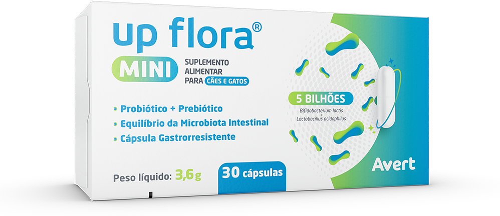 .Suplemento Alimentar Avert Up Flora Mini para Cães e Gatos - 30 Cápsulas