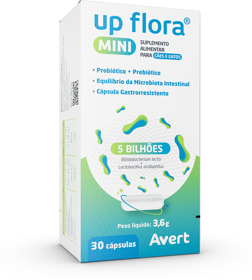 .Suplemento Alimentar Avert Up Flora Mini para Cães e Gatos - 30 Cápsulas