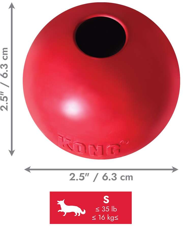 Brinquedo Bola Kong com Buraco Vermelha para Cães - Tam. P