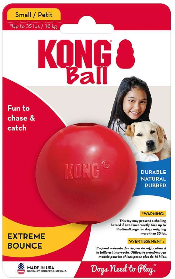 Brinquedo Bola Kong com Buraco Vermelha para Cães - Tam. P