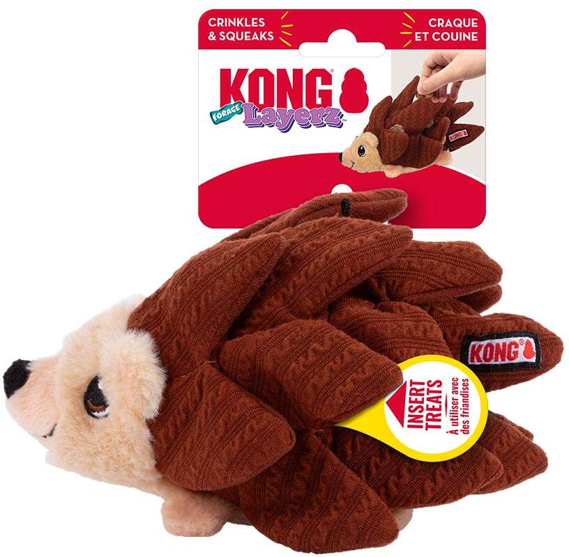 Brinquedo Pelúcia Kong Camadas Forage Ouriço Marrom Para Cães - Tam. M