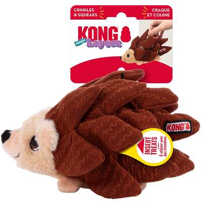 Brinquedo Pelúcia Kong Camadas Forage Ouriço Marrom Para Cães