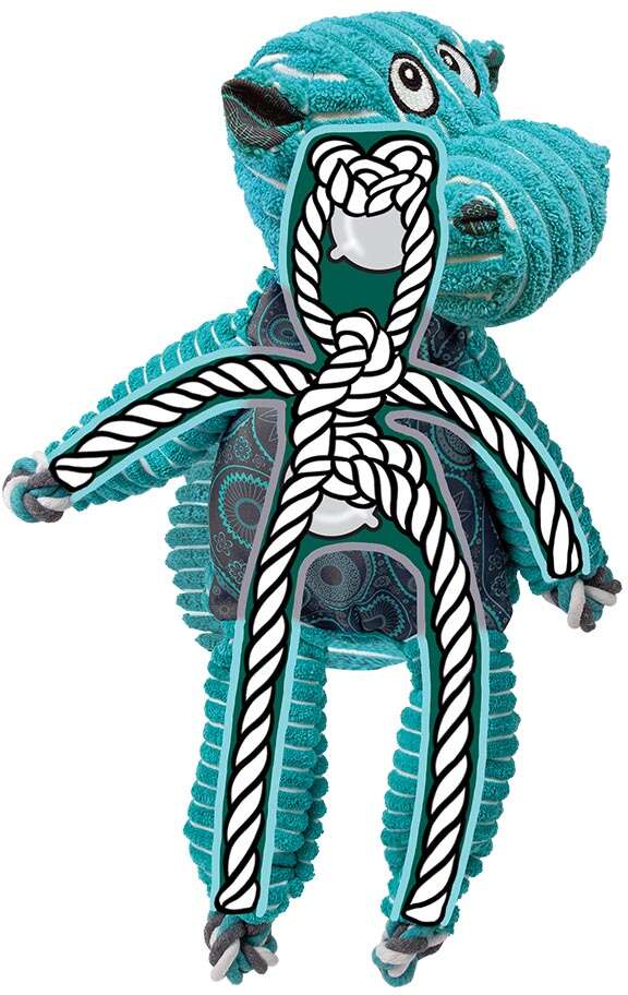 Brinquedo Pelúcia Kong Floppy Knots Hippo Jumbo Azul para Cães - Tam. Único