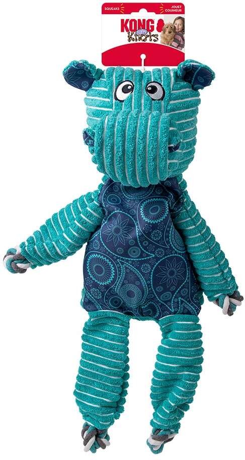 Brinquedo Pelúcia Kong Floppy Knots Hippo Jumbo Azul para Cães - Tam. Único