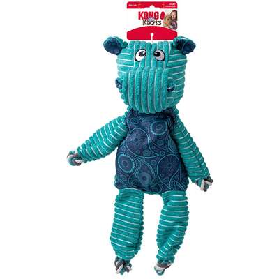 Brinquedo Pelúcia Kong Floppy Knots Hippo Jumbo Azul para Cães