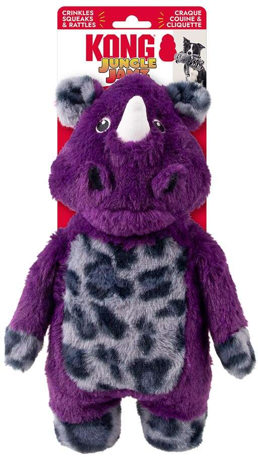 Brinquedo Pelúcia Kong Jungle Jamz Rinoceronte Roxo para Cães - Tam. Único